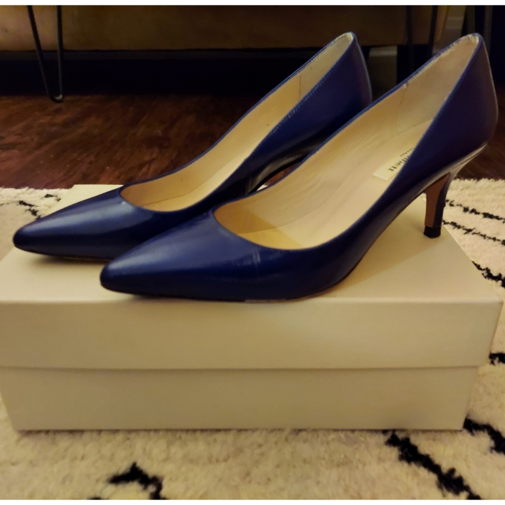 L.K. BENNETT POINTED TOE BLUE HEEL SIZE 37/7